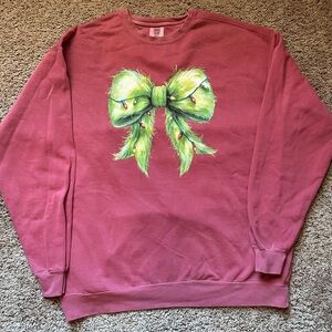 Comfort Colors Holidays Grinch Bow Sweatshirt